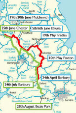 'Cressy's' route in the 1940s, also the route of the 'Heron' in 2010 - click for a larger map